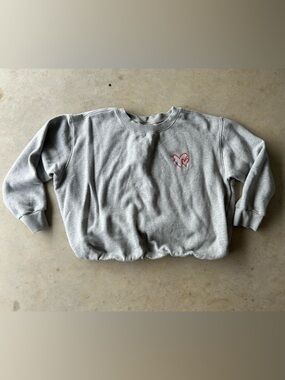 Universal Thread Gray Sweatshirt with Red Heart Stitch